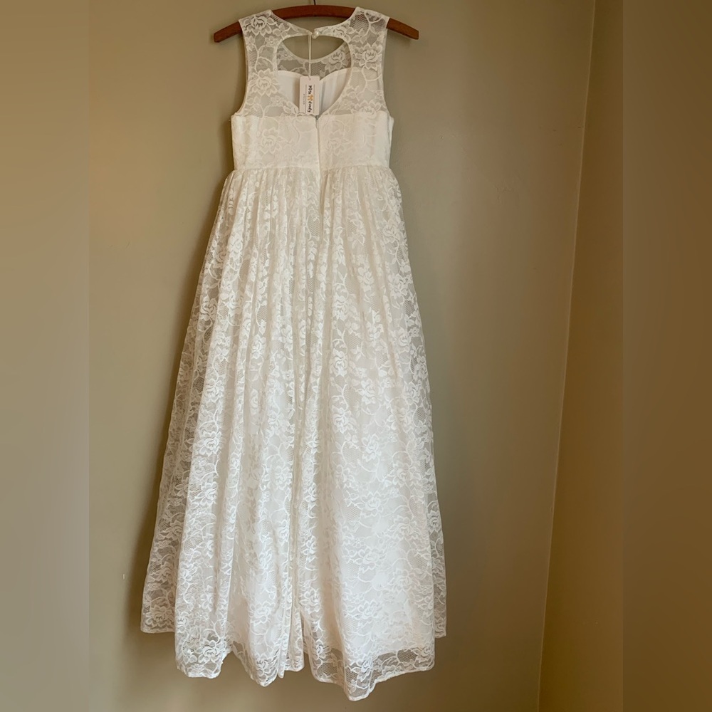 Miss dandy white lace dress sweatheart neckline junior bridesmaid flower girl - Picture 7 of 10